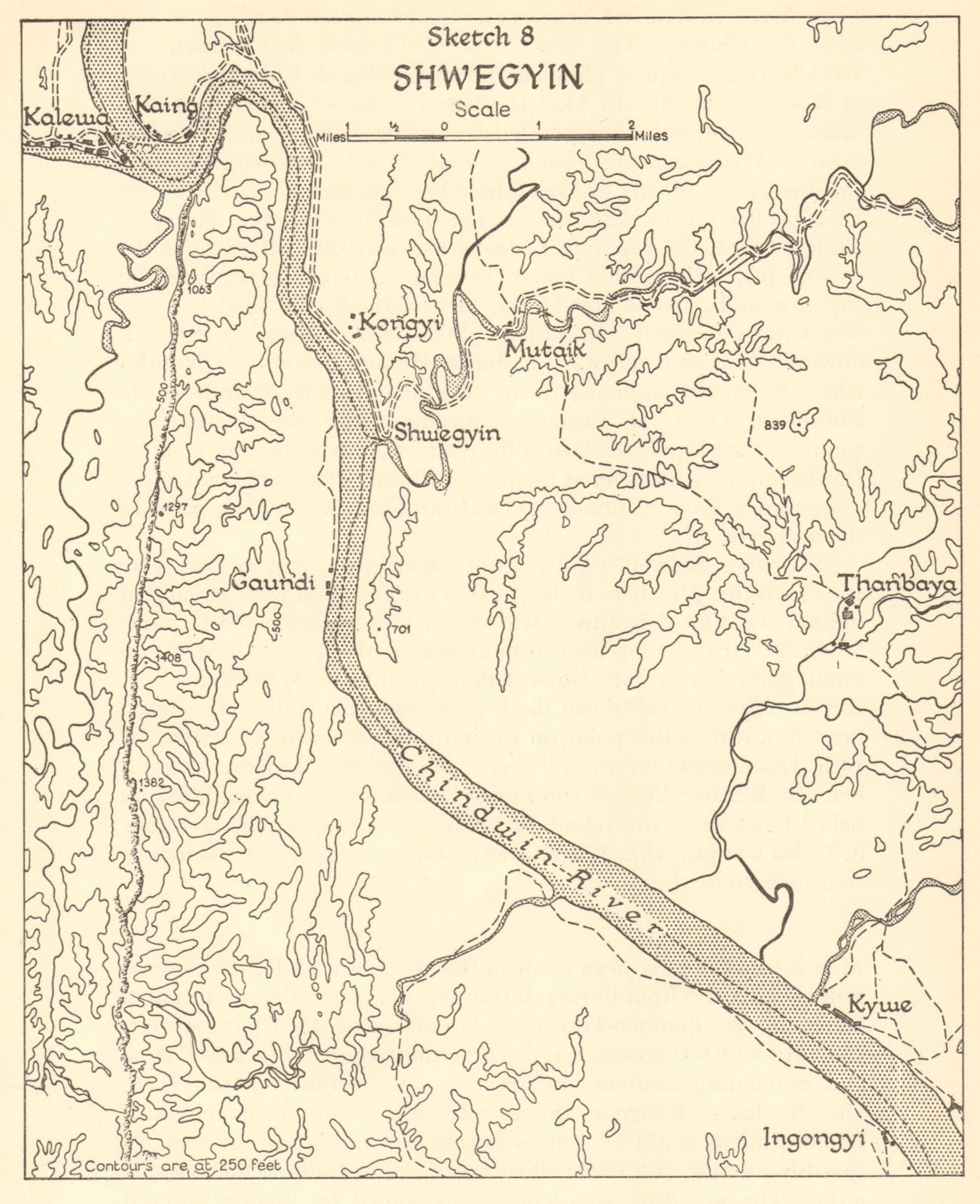 Shwegyin 1942. Japanese conquest of Burma. World War 2 1961 old vintage map